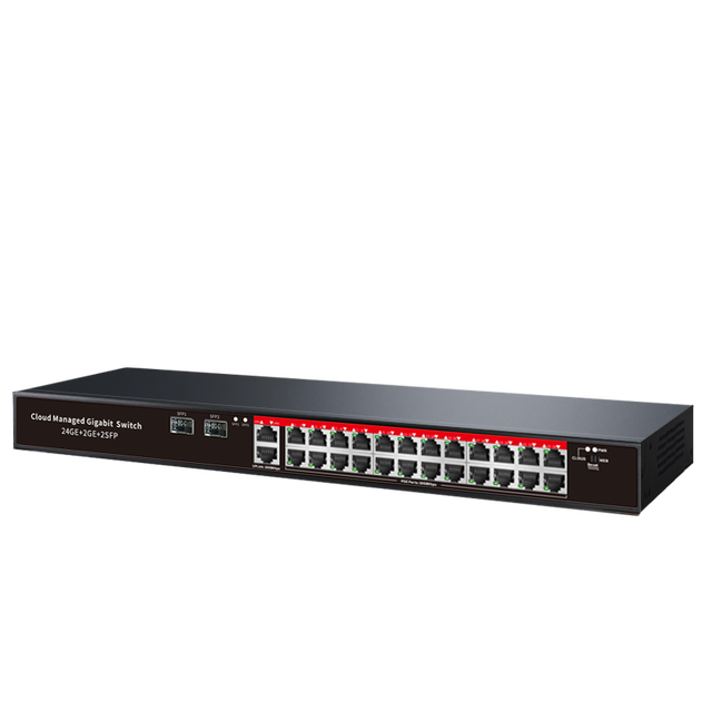 1U 19-inch Rack Cloud Managed Switch 26 Ports 10/100/1000Mbps RJ45 Port with 2 SFP Port L2 Management Network Switch