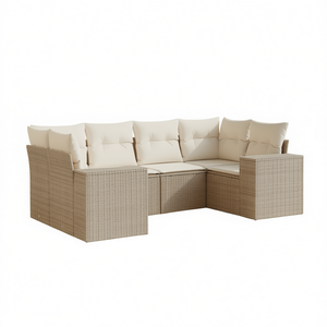 Set Divano da Giardino Modulare in Rattan PE Beige con Cuscini in Schiuma ad Alta Densità, Arredamento da Esterno dal Design Contemporaneo - Product Image 1