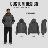 Fabricant de sweats à capuche zippés pour hommes, personnalisés OEM, style vintage, délavés, effet usé, premium, style urbain, 100% coton, finition rétro délavée