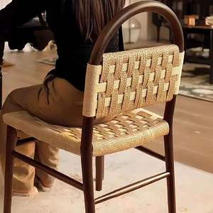 Vivian Dining Chair Solid Wood Rope Woven <b>Backrest</b> Adult Dining Room Chair - Product Image 4