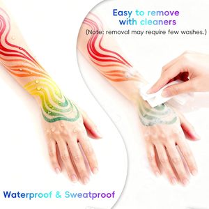 Stylo de <span class=keywords><strong>peinture</strong></span> corporelle lumineux 8 couleurs, stylo de maquillage pour le visage au néon UV, stylo de tatouage lavable pour la peau, pour le maquillage de fête - Product Image 2