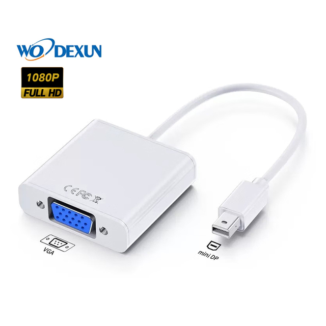 Mini Thunderbolt to VGA Converter 1080p Mini DisplayPort Display Port Mini DP to VGA Cable Adapter for HDTV for MacBook Air Pro