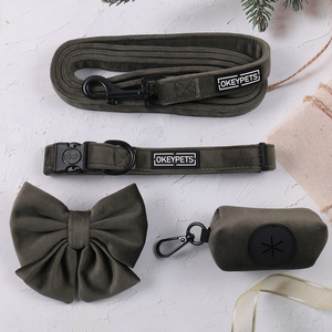 Nuevos Productos Populares: Accesorios Clásicos de Terciopelo para Mascotas, Conjunto de Arnés, Correa y Lazo para Perro con Color Personalizado y Diseño Moderno - Product Image 3