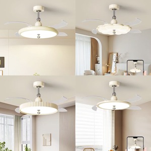 Ventilateur de plafond avec télécommande, trois couleurs changeantes, pales en acrylique, moteur tout en cuivre, pour salon et chambre à coucher - Product Image 2
