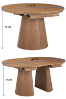 Eschenholz-Furnier Esstisch Hersteller Moderner 1100-1800mm Ausziehbarer Tisch mit Robuster Schiene für Großhandel Möbel