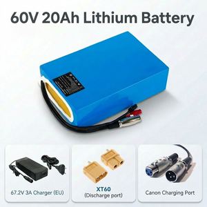 แบตเตอรี่ลิเธียม DE Stock 60V20Ah สีน้ำเงิน PVC สำหรับจักรยานไฟฟ้าและสกู๊ตเตอร์ไฟฟ้า, 2600mAh 16s7p พร้อม BMS 50A และปลั๊ก XT60 3A - Product Image 6