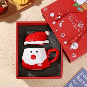 Jolies tasses en céramique de Noël avec couvercles, tasses à eau pour couple, pour la maison - Product Image 4