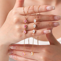 Collier en forme de Y en acier inoxydable plaqué or 18 carats, zircon blanc rose, anti-décoloration, chaîne de mode, bijoux pour femmes