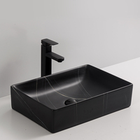 Italie design lavabo rectangle bassin en céramique noir navire salle de bain comptoir bassin en marbre avec CUPC yingjie