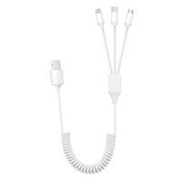 Kabel pengisi daya ponsel USB 3-in-1 portabel, kabel pengisi daya Cepat 3A lampu LED multifungsi harga pabrik
