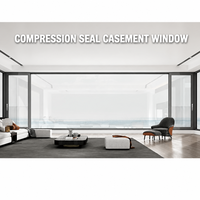 Ventana Abatible de Aluminio con Sellado por Compresión, Panorámica, Moderna y de Alta Gama, Marca KOMPSTAR, para Villas con Vista al Mar