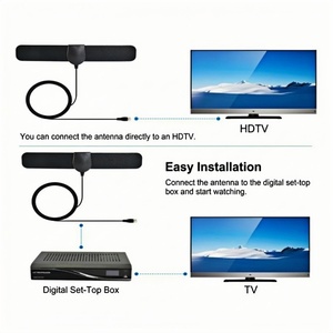 <span class=keywords><strong>Antenne</strong></span> TV numérique HD intérieure avec support mural, fréquence VHF/UHF, câble en plastique de 3 m, prend en charge la 4K - Product Image 3