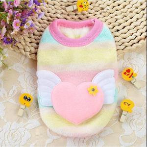 Gilet en polaire rayé pour animaux de compagnie, avec ailes en forme de cœur, pour petits chiens et chats, vêtements chauds pour l'automne et l'hiver - Product Image 1