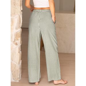 Pantalon à carreaux Anrabess pour femme – Décontracté, ample, doux, tissé, pour la maison et le printemps - Product Image 3