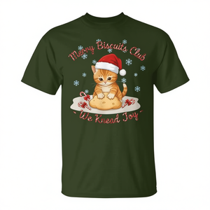 Camiseta navideña Merry Biscuits Club Cat con diseño navideño We Knead Joy - Product Image 2