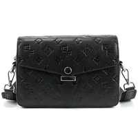 Tas Selempang Pria Kulit Paten Hitam Embossed GF Monogram Envelope Crossbody Tali Selempang Dapat Disesuaikan Bahu Musim Panas Kancing Dress