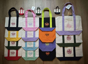 Borsa Shopper in Tela di Cotone Personalizzata con Logo Ricamato, Mini, Blu Menta e Rosa, per Regali e Caramelle - Product Image 2