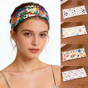 <span class=keywords><strong>Bandeau</strong></span> élastique antidérapant et absorbant la transpiration avec imprimé football, cadeau pour supporter de football, idéal pour la gym, le fitness et les sports de plein air - Product Image 1
