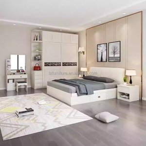 Affordable Studio Apartment Bedroom Furniture <b>Storage</b> Bed With Nightstands Wardrobe & Vanity Sets for Compact Living Space - Product Image 2