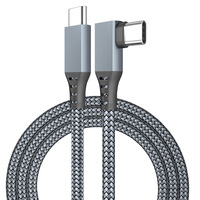 90 Grados Ángulo Recto Negro Nylon Trenzado 3M 5gbps 3a Carga Tipo C Usb3.1 Gen2 Vr Cable de Enlace de Auriculares