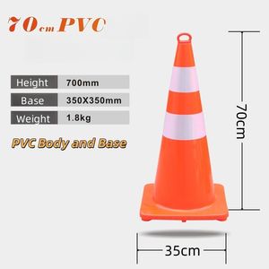 70cm 75cm赤PVCとゴム反射ホワイト反射交通コーン効果的な交通警告 - Product Image 2