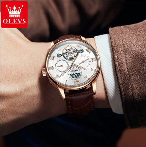 OLEVS 7009 nouvelle montre mécanique <span class=keywords><strong>Moonswatch</strong></span> pour hommes étanche automatique homme horloge à main calendrier mode affaires montres pour hommes - Product Image 5