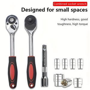 94 buah Set soket kunci pas Ratchet logam tahan lama, <span class=keywords><strong>Kit</strong></span> alat perbaikan otomatis multifungsi dengan OEM sarung keras penggunaan kendaraan - Product Image 3