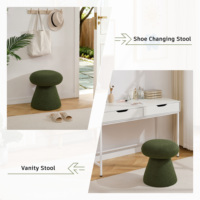 Tabouret/Pouf en Bois et Tissu Crème Style Nordique Moderne pour S'habiller, Se Retrouser ou Se Détendre dans la Chambre ou le Salon