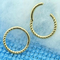Vente en gros d'anneaux segmentés à charnière en or jaune massif 14 carats, torsadés, classiques, bijoux de piercing, cadeau pour enfants, fête