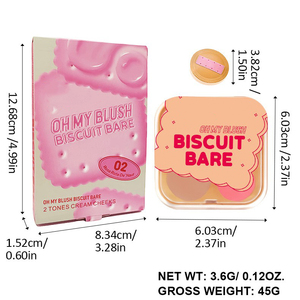Palette de fard à joues BISCUIT <span class=keywords><strong>BARE</strong></span> imperméable, personnalisée en usine (ODM/OEM), marque privée, crème de contour et correcteur velours - Product Image 2