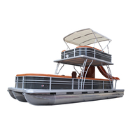 Yacht de luxe à deux ponts Tritoon Grand bateau ponton en aluminium Meubles soudés pour la pêche Sports Loisirs Hors-bord inclus