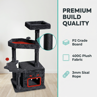 Tour à chat de luxe moderne pour Halloween, extra large, multi-niveaux, avec griffoir en sisal, maisonnette et perchoir pour grands chats d'intérieur, en peluche