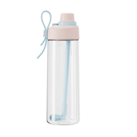 Bouteille d'eau de sport en Tritan sans BPA, de haute qualité, anti-fuite, avec infuseur à fruits et couvercle à paille rabattable