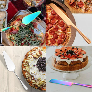 Gran oferta, Metal de comida de juego de cubiertos de 2 piezas de acero inoxidable, cuchillo <span class=keywords><strong>para</strong></span> <span class=keywords><strong>pan</strong></span> de queso y Pizza, cesta de repostería, <span class=keywords><strong>pala</strong></span> <span class=keywords><strong>para</strong></span> servir pasteles - Product Image 4