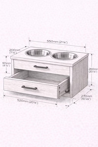 Supporto Rialzato per Ciotole per Cani, Alzata per Ciotole in Legno con Cassetto - Product Image 5