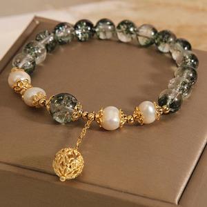 Pulsera de diseño de lujo de luz simple de cristal <span class=keywords><strong>fantasma</strong></span> verde, colgante de hortensia, perlas de agua dulce para enviar novias, <span class=keywords><strong>novia</strong></span> - Product Image 1