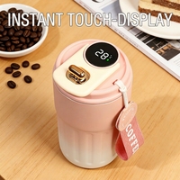 Thermos numérique personnalisé avec logo, 450 ml, affichage de la température LED intelligent, tasse à café en acier inoxydable, sangle de transport, tasse cadeau unisexe moderne