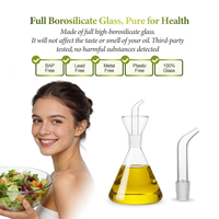 Collection de cruches à huile entièrement en verre 130-480 ml (4,40-16,23 oz) – Ensemble multi-tailles avec bec verseur givré, sans métal, sans plastique