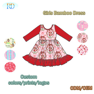Ruidian ODM OEM Ingrosso Abito Girovaglio in Bambù per Bambine a Maniche Lunghe con Orlo a Balze e Ampia Gonna, <span class=keywords><strong>Abbigliamento</strong></span> Boutique per Bambini in Bambù - Product Image 5