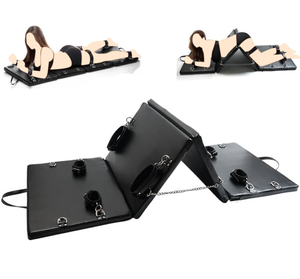 Système de restraints BDSM en cuir PU pour bondage sexuel, mobilier sexuel, lit portable pour adultes avec menottes et entraves de cheville - Product Image 1