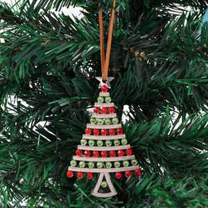 Pendentif en métal en forme de sapin de Noël avec incrustation de strass, ornement suspendu en alliage de zinc, modèle 2022100301 CN ZHE - Product Image 1