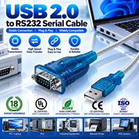 Câble Série USB 2.0 vers RS232, Adaptateur Convertisseur USB vers DB9 9 Broches Mâle avec Pilote pour Ordinateur Portable et Équipement Industriel