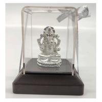 Élégante statue artisanale en argent du Dieu Ganesh, dans une boîte en verre transparent, pour la décoration de la maison, du temple, de la salle de Puja, écologique, pour Diwali, mariage, anniversaire