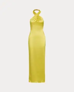 Damen Luxus Brautjungfer kleid Neck holder Ärmel los Elegant Boden länge Seidige Qualität Wunderschönes Kleid