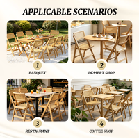 Chaise de salle à manger pliable scandinave en rotin, en bois d'hévéa massif, avec assise en osier tressé, style café-bistro français pour la maison