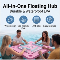 Table de Mahjong Flottante en EVA pour Piscine, Étanche, Portable, Pliable, avec Porte-Gobelets, pour Fêtes Estivales en Extérieur