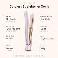 Brosse lissante sans fil OEM ODM Logo personnalisé MOQ 1000 Vente directe usine Noir Blanc Rose Céramique Chauffage MCH
