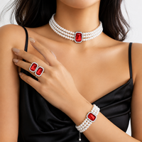Nouvelle Collection 2026 : Parure de Bijoux de Mariée Tendance Vintage avec Colliers Ras-du-Cou Kundan et Perles, Ornée de Zircons pour Femme
