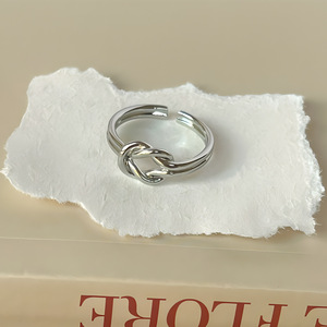 Anillo de Plata de Ley S925 con Diseño de Nudo Trenzado, Anillo Abierto para el Dedo Índice, Joyería Unisex para Uso Diario - Product Image 5
