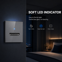 Interrupteur mural à bascule en verre trempé gris rétro de luxe 86 mm avec USB-A, USB-C, indicateur LED et options de modules multiples